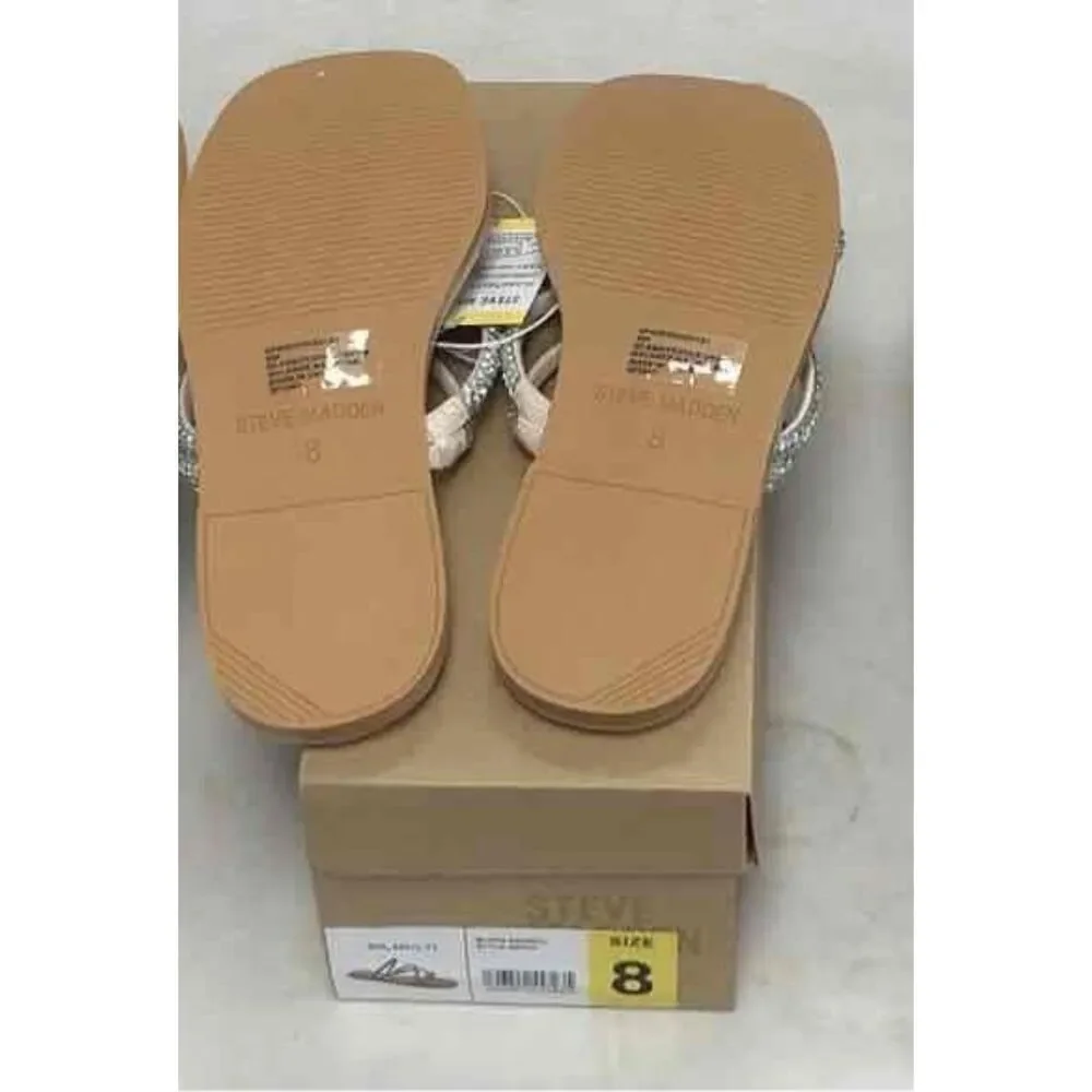 Steve Madden Spice Silver Multi Bling Slide Sandal Women's Size 8 DS